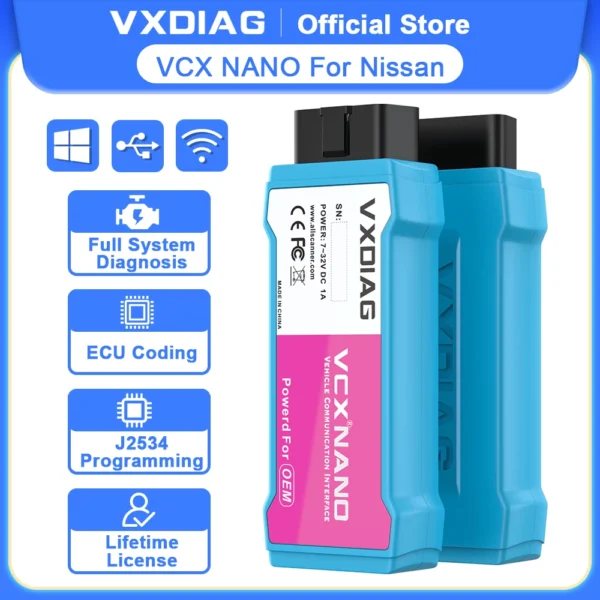 VXDIAG VCX NANO For Nissan Car OBD2 Diagnostic Tool with Free License All System Diagnosis J2534 Programming for Infiniti GTR 1