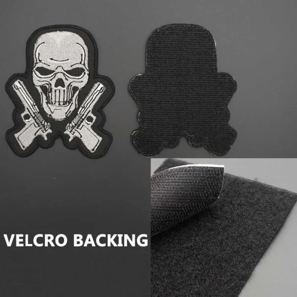 Skull Pistol Tactical Military Morale Patches Embroidery Badge Motorcycle Knight Leather Vest Decoration Accessories Appliques 5