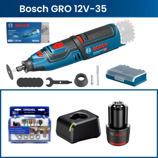 Bosch Cordless Grinder GRO 12V-35 Rechargeable Professional Electric Grinder for Engraving Sanding Polishing Drilling Power Tool 1