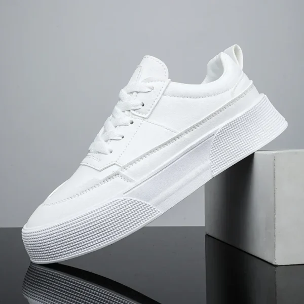 Men White Shoes Leather Casual Sneakers 2024 Trend Platform Shoes Comfortable Vulcanized Shoes for Men White Tenis Masculinos 1