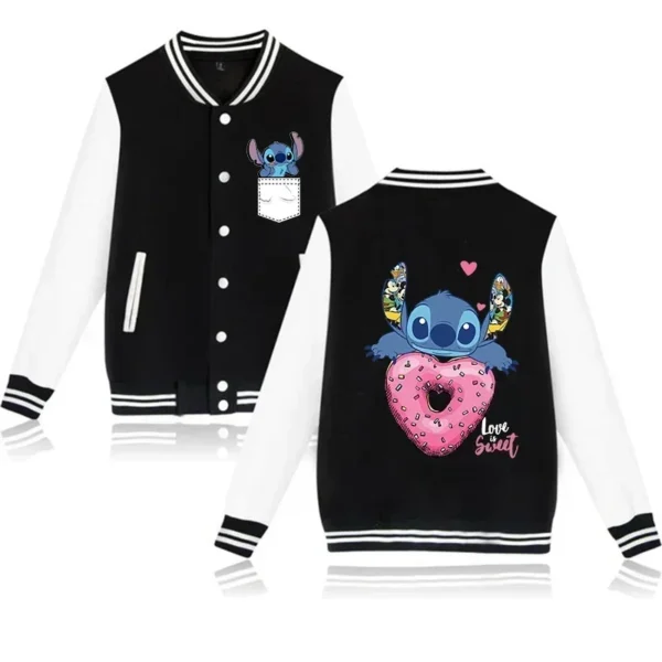 Gothic Y2k Disney Hoodie Lilo Stitch Baseball Jacket Women Sweatshirt Christmas kawaii Jackets Streetwear Loose College Coats 4