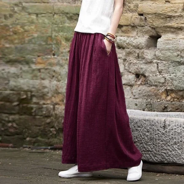 2024 Spring Fashion cotton Wide Leg Pants plus size Female Loose Casual cotton linen Pants Trouser Autunm vintage long pants 3