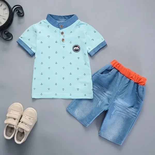 2022 Summer boys clothes sets Baby boy fashion print T-shirt + shorts  2 pieces baby cotton clothing set 3