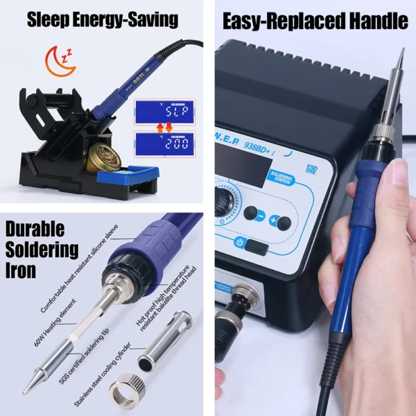 WEP 938BD+-I 750W Hot Air Gun Soldering Station Buy BGA Rework Station Desoldering Station SMD Welding Repair Tools 5