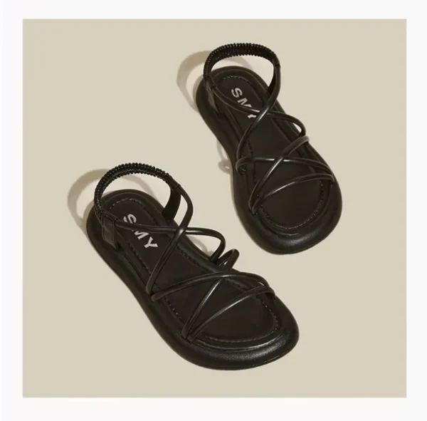 2024 New Sandals Women's Summer Flat Bottom Casual Beach Shoes Thick Sole Versatile Outwear Travel Daily Shoes 5