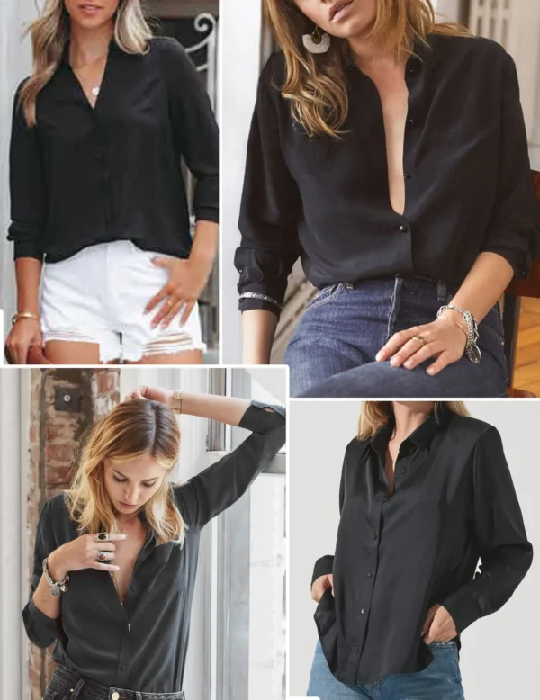 2024 Summer Women's Shirts & Black High Quality Button Long Sleeve Shirt Fit Female Clothing Elegant and Youth Woman Blouses 5