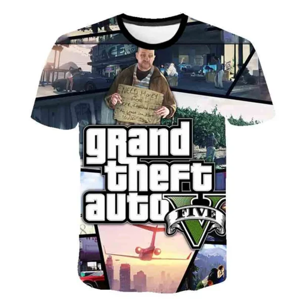 Chlidren Clothes Summer Cool 3D Print GTA 5 T-shirt Boys and girls Hiphop Tee Tshirt Kids tops 1 3 6 7 8 9 10 11 12 13 14 Years 3