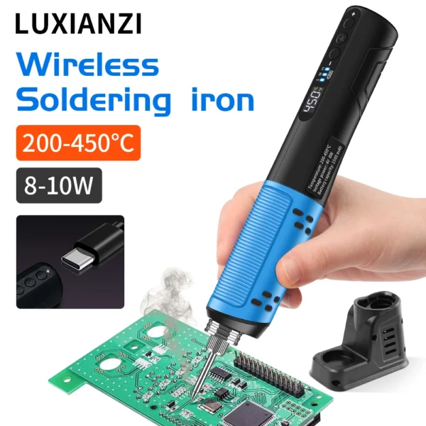 LUXIANZI Wireless USB Electric Soldering iron Adjustable Temperature Repair Welding Tools Professional Digital Display welder 1