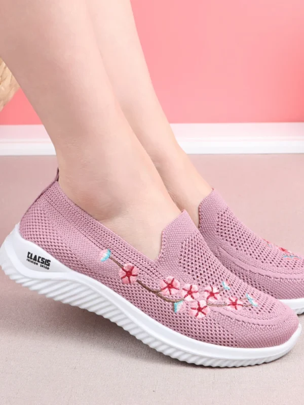 Shoes Women Sneakers Mesh Breathable Floral Comfort Mother Soft Solid Color Fashion Female Footwear Lightweight Shoes for Women 4