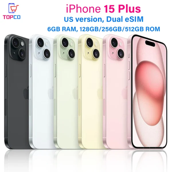 iPhone 15 Plus 128/256/512GB ROM 6GB RAM Dual eSIM 6.7" Genuine Super Retina OLED 48MP Face ID NFC A15 5G 98% New Smartphone 1