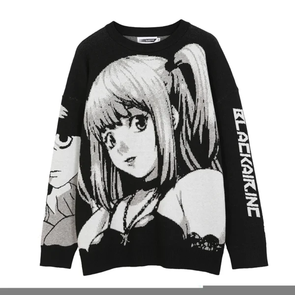 Japanes Anime Loose Sweater Amane Sweater Cosplay Costumes Misa Sweatshirts Harajuku Knit Oversize Tops Uniform Streetwear 3