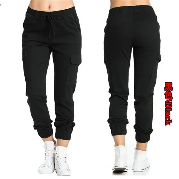 2022 New Solid Jogger Women's Cargo Pants Multi-Pocket Drawstring Elastic Waist Women Sports Pants Streetwear Casual Long Pant 6