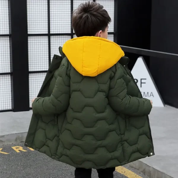 4 6 8 10 12 14 Years Big Boys Jacket Autumn Winter Thicken Warm Teenager Kids Jackets Fashion Long Style Zipper Hooded Boys Coat 5