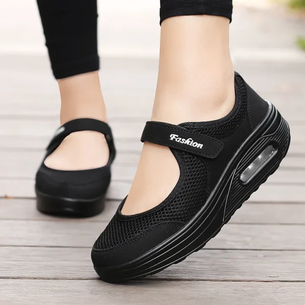 Women Tennis Shoes New Hook Loop Air Cushion Shoe Non-slip Sole Breathable Female Casual Increase Footwear Outdoor Walk Sneakers 1