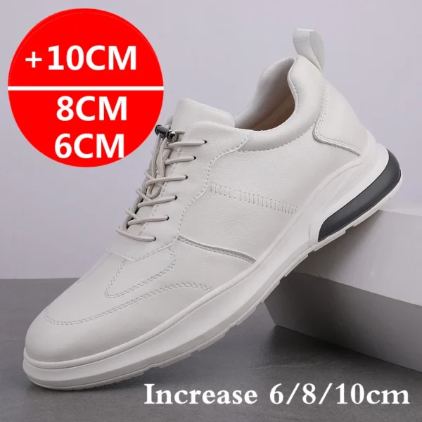 Sneakers Men Elevator Shoes Fashion Soft Leather Heightening Shoes For Men Hidden Heels 10CM 8CM 6CM Sports Casual Height Shoes 1