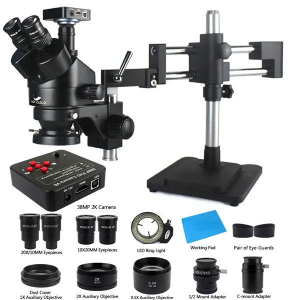 3.5X-90X Double Boom Zoom Simul Focal Trinocular Stereo Microscope 38MP HDMI USB SMD Microscopio Camera Phone PCB Repair Tools 1