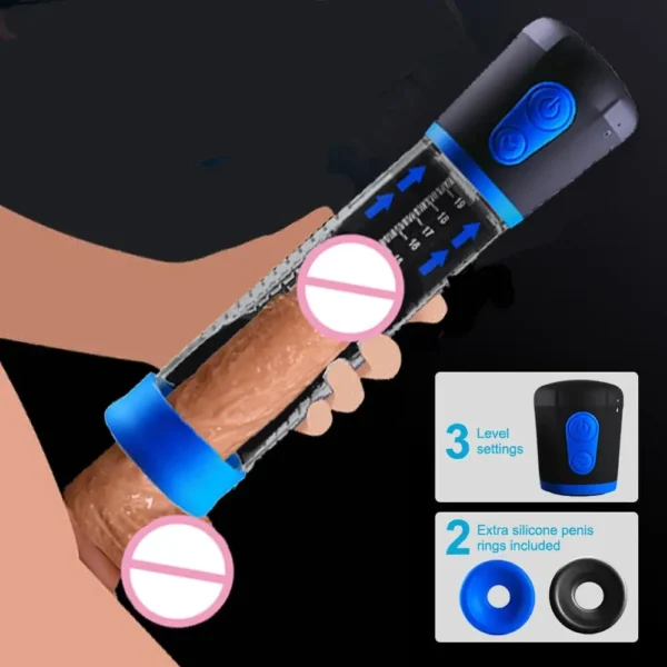 Electric Penis Vacuum Pump Male Masturbator Penile Enhancement Enlargement Gear Bigger Dick Pump Suck Cup Penis Rings For Men 1