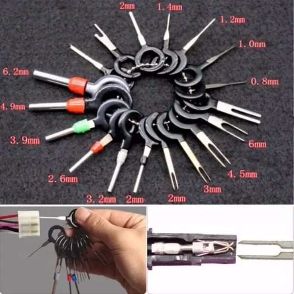 26-11pcs Car Terminal Removal Repair Tools Electrical Wiring Crimp Connector Pin Extractor Kit Keys Automotive Plug Pullers 3