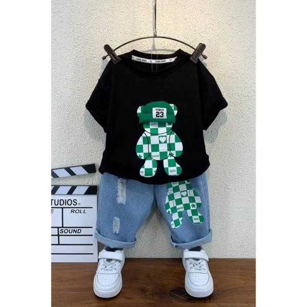 New Selling Summer Baby Boys Clothing Sets Tops bear T-shirt +Short Pants 2 Pieces Set Kids Boys Age 4 5 6 7 8 9 10 12Years 6