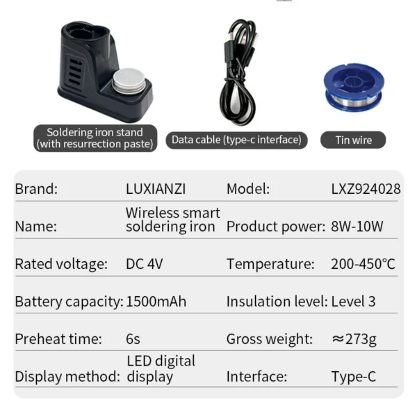 LUXIANZI Wireless USB Electric Soldering iron Adjustable Temperature Repair Welding Tools Professional Digital Display welder 4