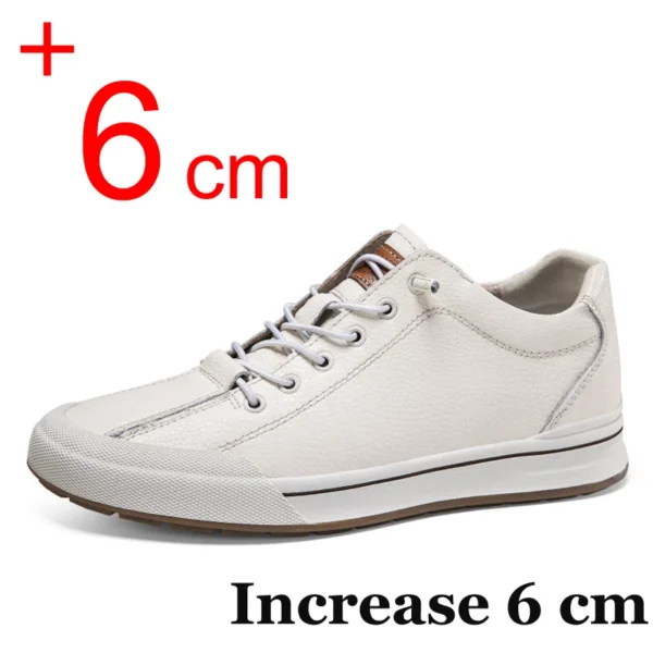 Genuine Leather Men Skataboard Shoes Elevator 6CM Height Increase Sports Loafers Hollow Breathable Sneakers Heightening Shoes 1