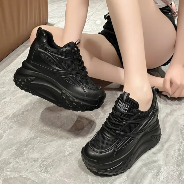 Hollow High Heels 10cm Sneakers Chunky Casual Autumn Spring Platform Wedge High Fashion Breathable Women Summer Shoes 6