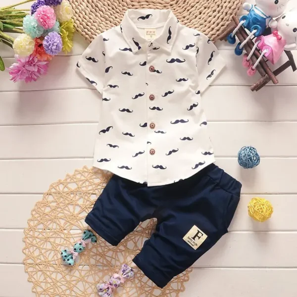 Summer New Cute Boy Suit Children's Printed Short-Sleeved Printed Shirt + shorts Suit Children's Cotton Cute Baby Clothes 3