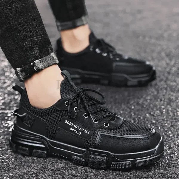 Walking Flats Men Casual Shoes Breathable Black Mesh Sneakers Male Skateboard Footwear New Fashion Non-slip Jogging Trainers Man 4