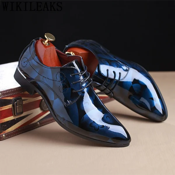 Office Men Dress Shoes Floral Pattern Men Formal Shoes Leather Luxury Fashion Groom Wedding Shoes Men Oxford Shoes Dress 37-50 3