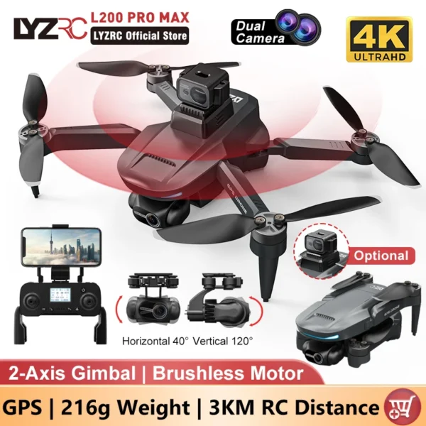 L200 PRO MAX Drone GPS Brushless Motor 4K HD Profesional FPV Quadcopter 2-Axis Gimbal 360° Obstacle Avoidance RC Drone L200 PRO 1