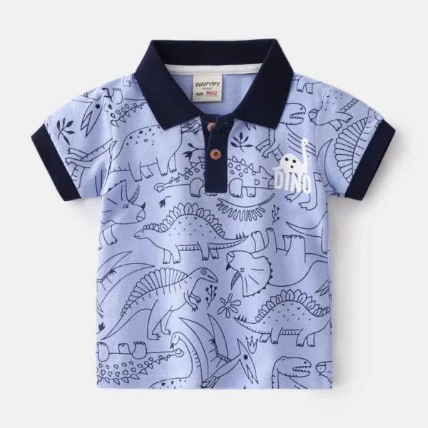 Kids Polo T Shirt Boys 1 to 2 3 4 5 6 7 Years 2024 Soft Toddler Boy Clothes Summer Children Polo Tshirt Dinosaur Summer Clothing 2