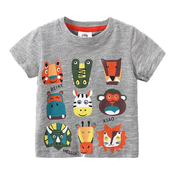 2023 Summer Novelty New 2 3 4 5 6 8 9 10 Years Children'S Clothing Cotton Tees Cartoon Animal Short Sleeve T-Shirt For Kids Boy 6