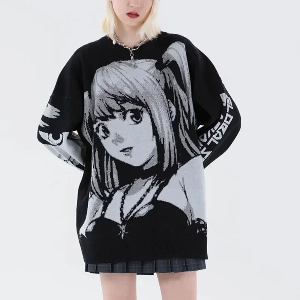 Japanes Anime Loose Sweater Amane Sweater Cosplay Costumes Misa Sweatshirts Harajuku Knit Oversize Tops Uniform Streetwear 1