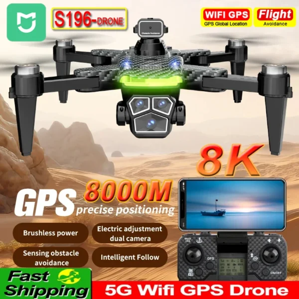 Mijia S196 Drone 6K 8K 5G WIFI HD Dual Camera Aerial Photography Automatic Return Obstacle Avoidance Drones 7.4V Long Endurance 1