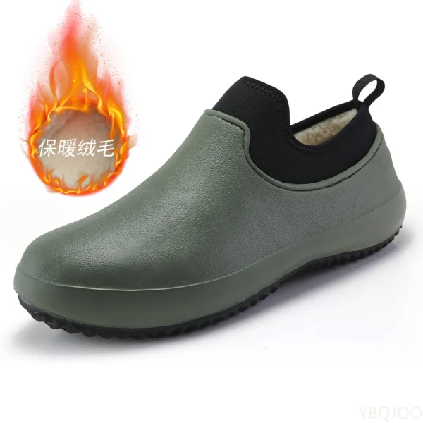 Mens Kitchen Working Shoes Non-slip Waterproof Chef Shoes Casual Unisex Work Shoes Water Shoes Rain Cotton Boots Plus Size 4