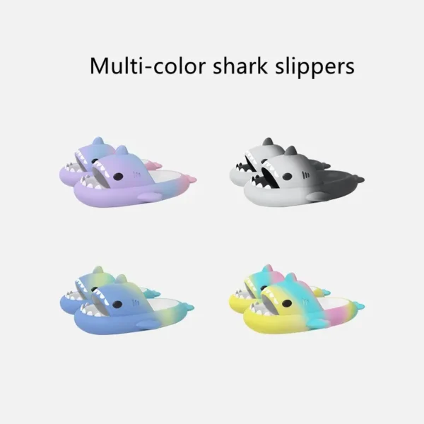 Summer Women's Beach Slides Men's Shark Slippers Color Combination Flip Flops Boy's Girl's Cartoon EVA Sandals Anti-skid Shoes 5