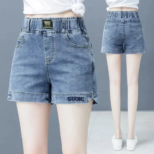 High waisted denim shorts for the 2024 summer new Korean version in large size for slimming effect 1