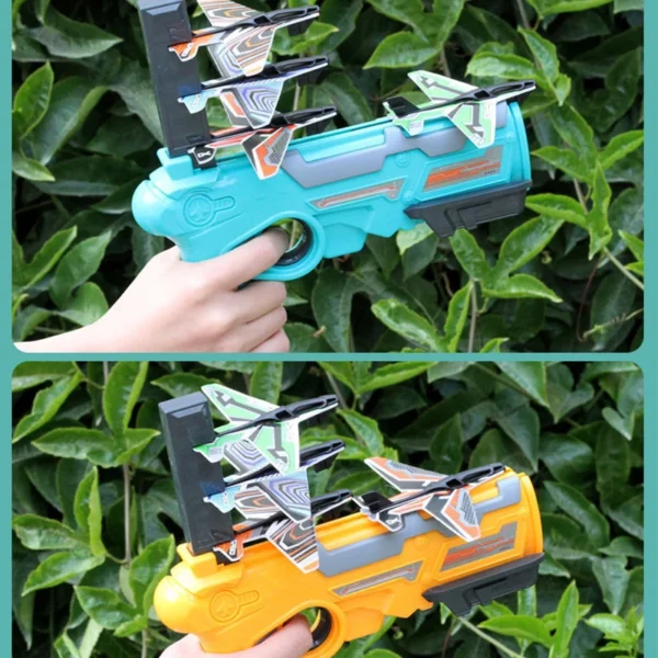 HOT！Airplane Launcher Bubble Catapult With 6 Small Plane Toy Funny Airplane Toys for Kids plane Catapult Gun Shooting Game Gift 5