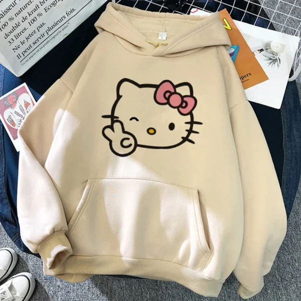 New in Sweet Harajuku Hoodies Hello Kitty Hip Hop  Hoodie Sanrio Sweatshirt Clothes Tops Sweatshirt Clothing High Street 4