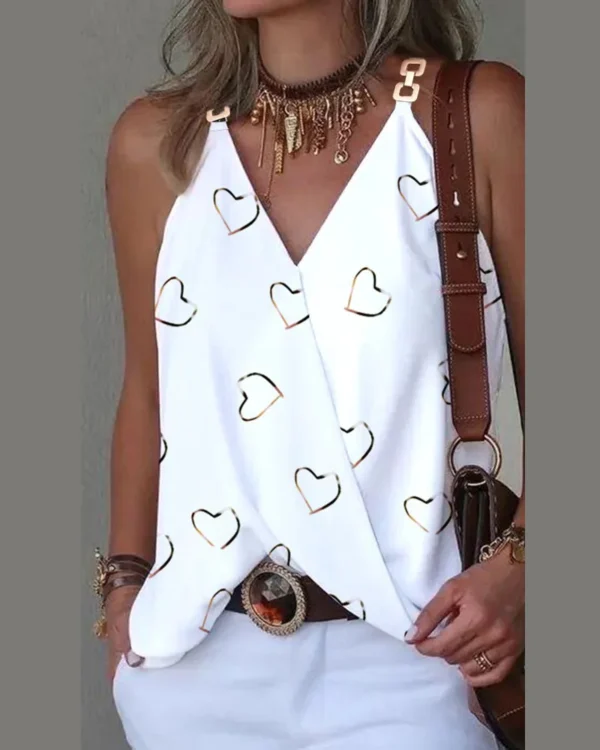 Office Lady Tank Top Women Chain Printed Vest Summer Casual Sleeveless T Shirts 3