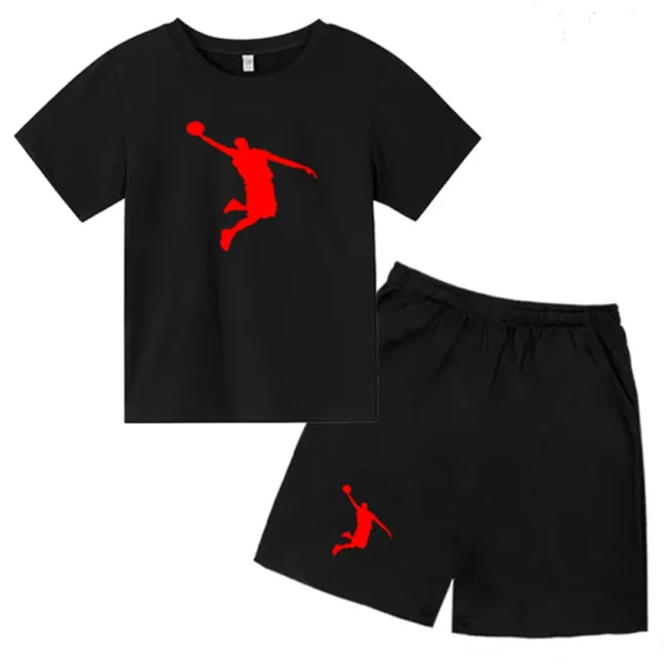 Children's Clothing Boys Girls T-shirt Set 3-12 Year Toddler Tops Shorts Printing Basketball Fashion Leisure Brand Summer Wear 1