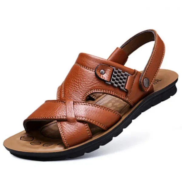 Men Sandals  Male Leather Sandals Classic Men Slippers Beach Shoes for Men Comfortable Walking Roman Sandalias Big Size 48 2