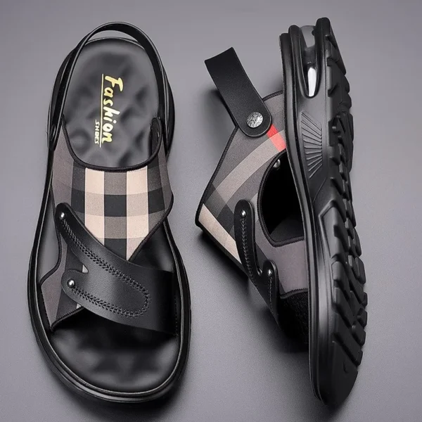 Men's Sandals Leather Casual Sandals Non Slip Beach Sandal Outdoor Platform Sandals for Men Summer New Slippers Sandalias Hombre 5