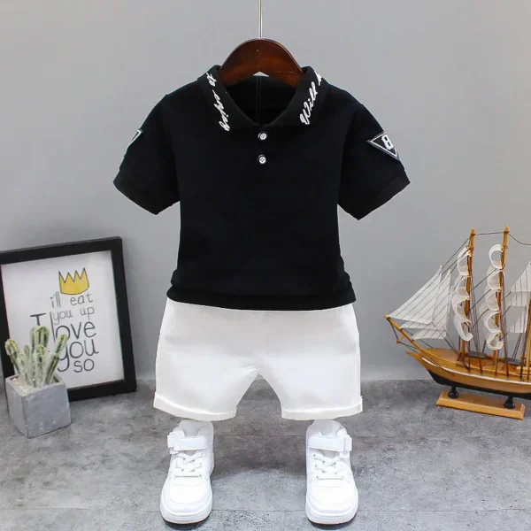 Baby Little Boy's Clothing Set Summer White Black Children Kid's Sport Suit Toddler Boys Formal Clothes Sets 1 2 3 4 5 Years 2