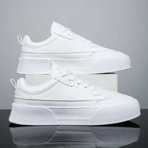 Men White Shoes Leather Casual Sneakers 2024 Trend Platform Shoes Comfortable Vulcanized Shoes for Men White Tenis Masculinos 3