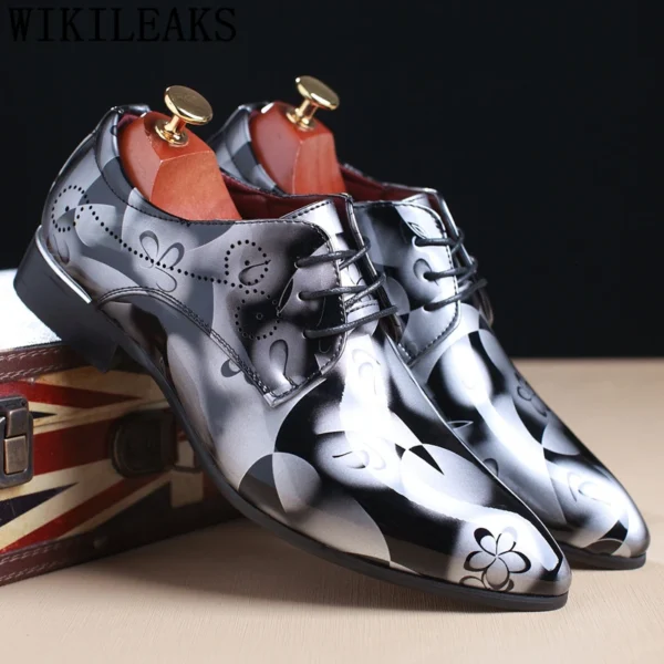 Office Men Dress Shoes Floral Pattern Men Formal Shoes Leather Luxury Fashion Groom Wedding Shoes Men Oxford Shoes Dress 37-50 6