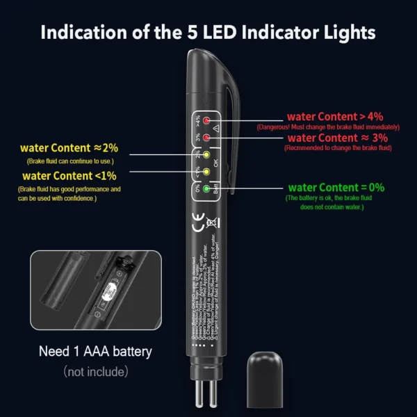 Universal Brake Fluid Tester Accurate Oil Quality Diagnostic Tools LED Indicator Liquid Testing Pen Automotive Brake Oil tester 3