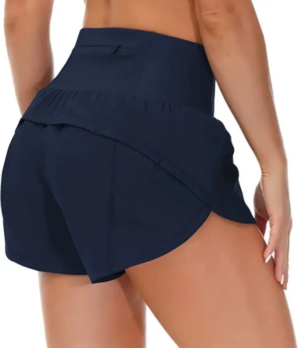 Women's Running Shorts, Two-piece with Zippered Pockets, High Waisted Yoga Quick Drying Pants 5