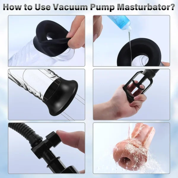 Manual Penis Vacuum Pump with Pocket Pussy Male Penis Enlarger Masturbator Adult Sex Toys for Men Stronger Bigger Erections 6