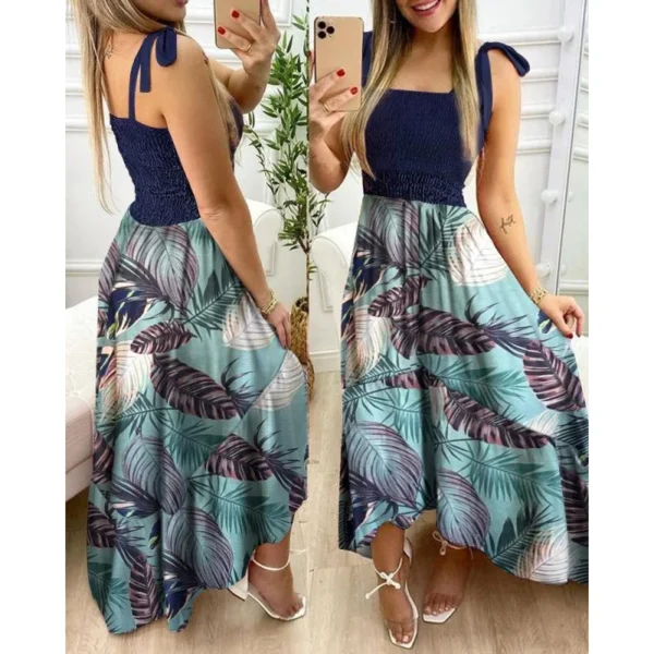 New Sling Stitching Printing Irregular Tube Top Dress In Stock 4